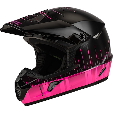 Gmax Youth Mx-46Y Frequency Offroad Helmet Black/Pink Yl 72-6667YL